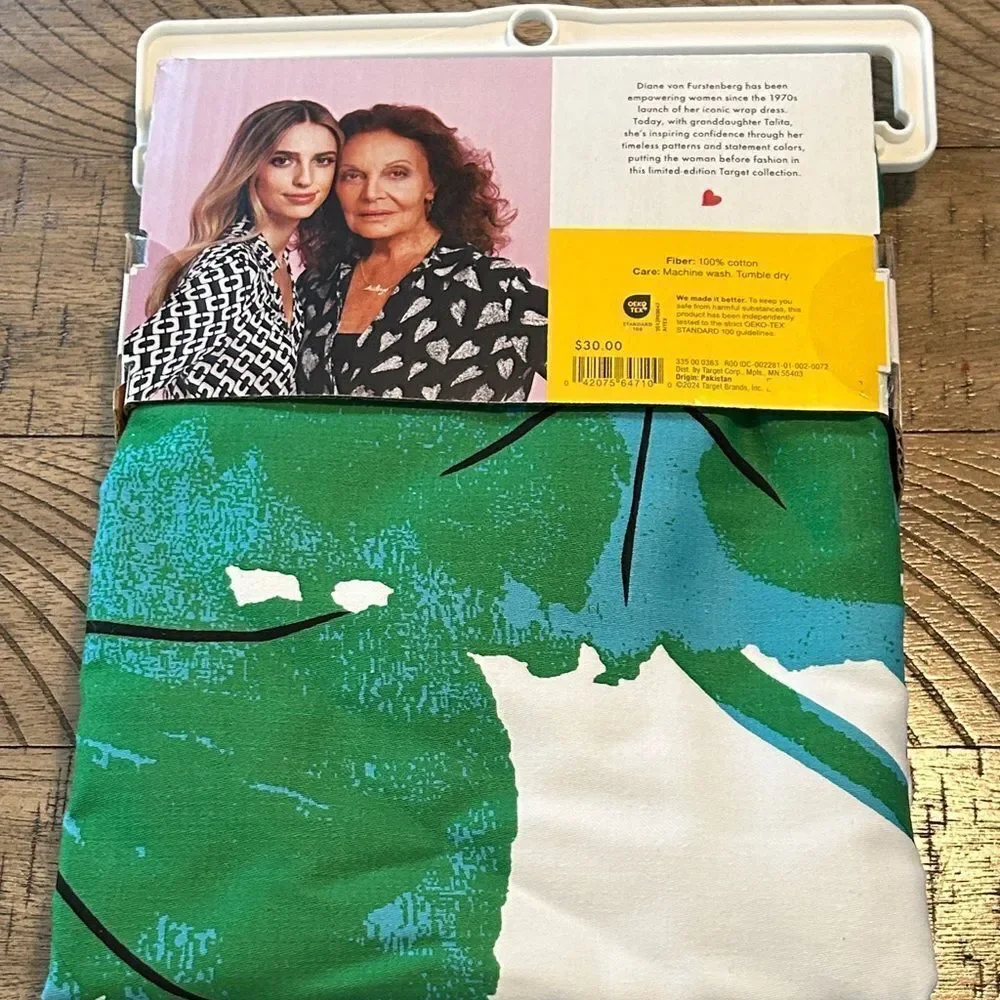 Diane Von Furstenberg Tropical Green and White Shower Curtain